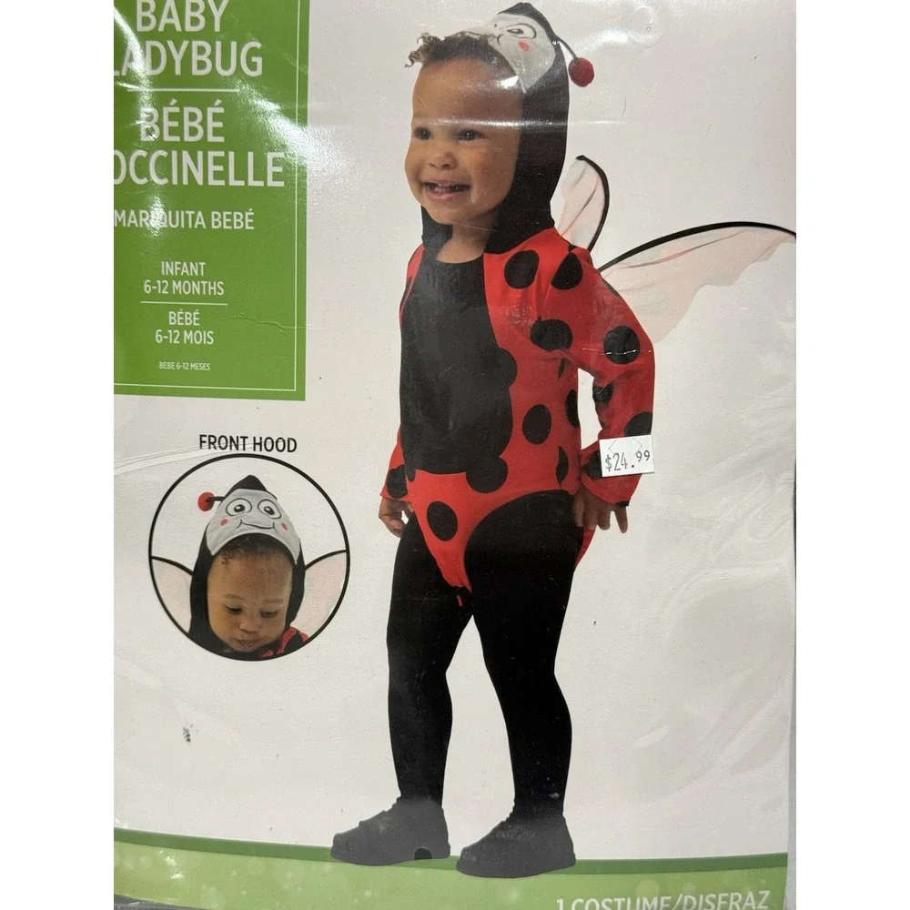 Baby Ladybug Costume Infant 6-12M Plush One Piece Wings Halloween New NWT Cute